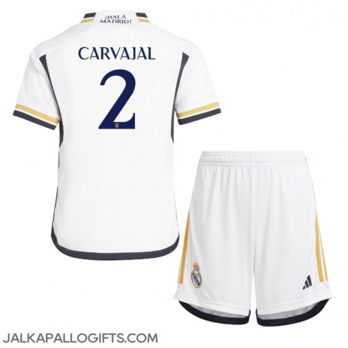 Real Madrid Daniel Carvajal #2 Koti Peliasu Lasten 2023-24 Lyhythihainen (+ Lyhyet housut)